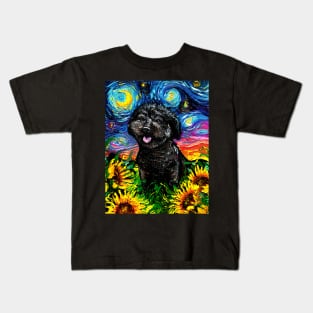 Black Poodle Night 4 Kids T-Shirt